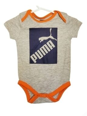 K1294 * Puma Boys Bodysuit Gray Blue Orange Size 3/6M
